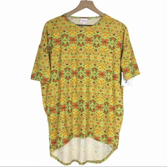 LULAROE Irma Tunic Top Leggings Material Hi Lo Hem Retro Mod Print Size XXS NWT - Picture 2 of 11